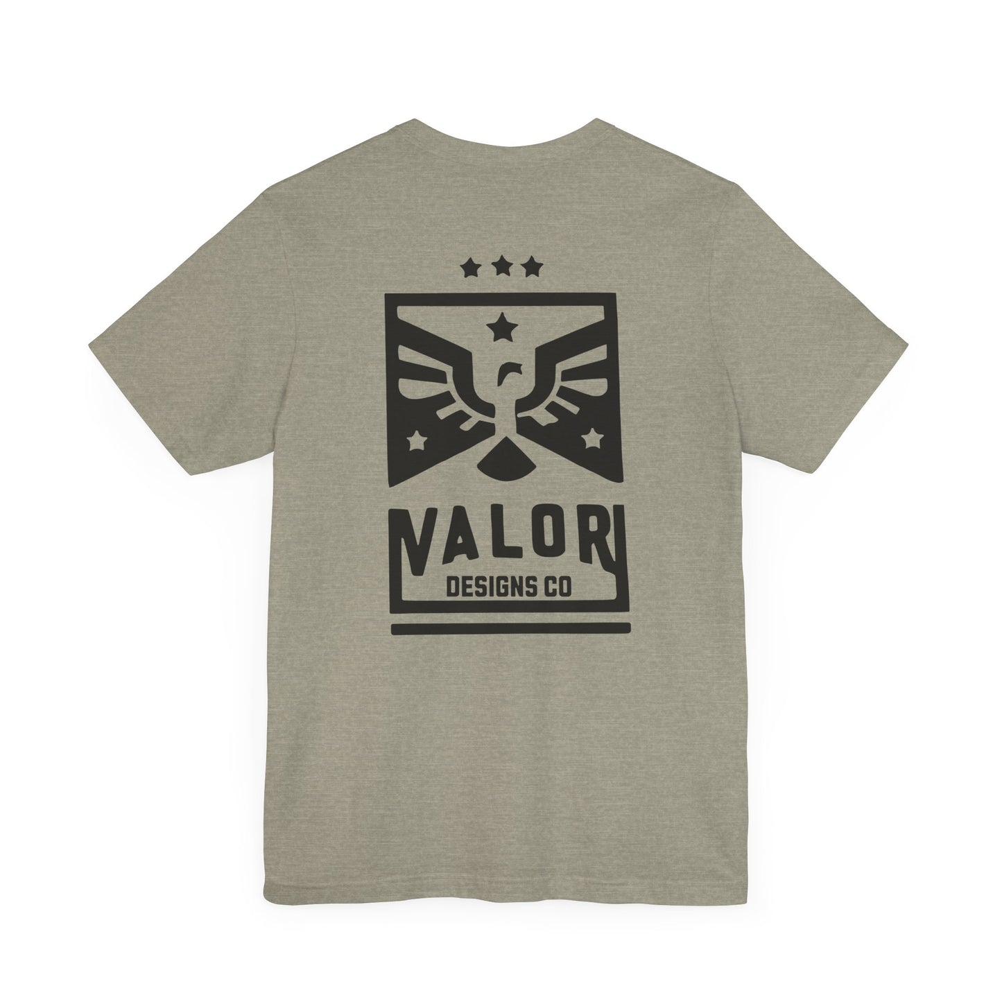 Valor Designs Co black logo on Front/Back Unisex Jersey Short Sleeve Tee