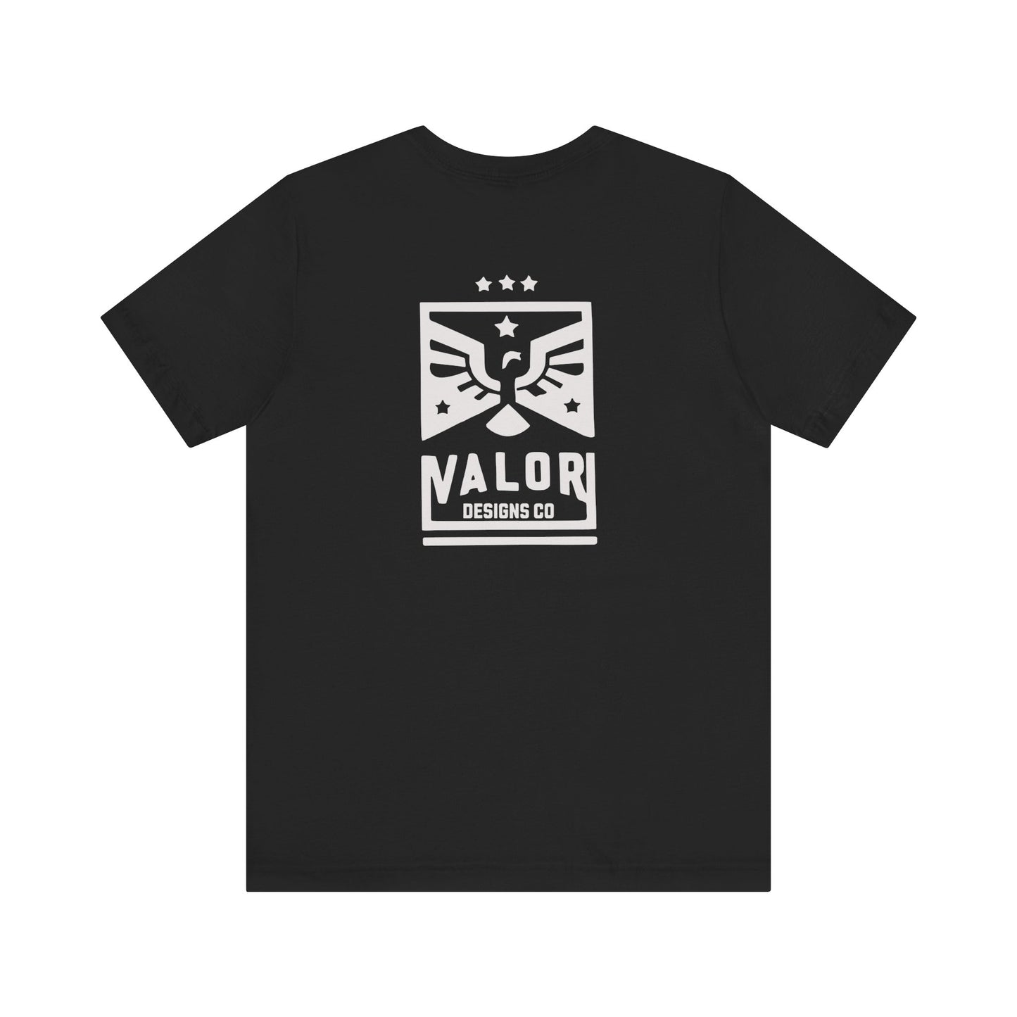 Valor Designs Co silver logo on Front/Back Unisex Jersey Short Sleeve Tee