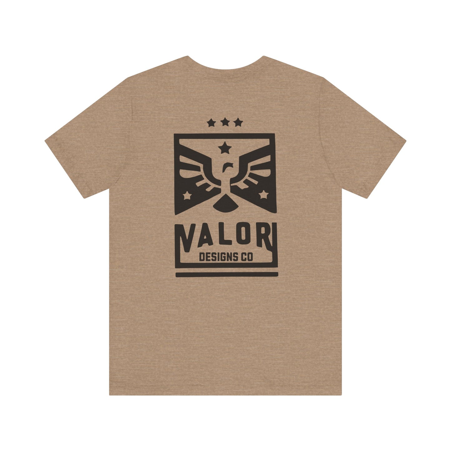 Valor Designs Co black logo on Front/Back Unisex Jersey Short Sleeve Tee