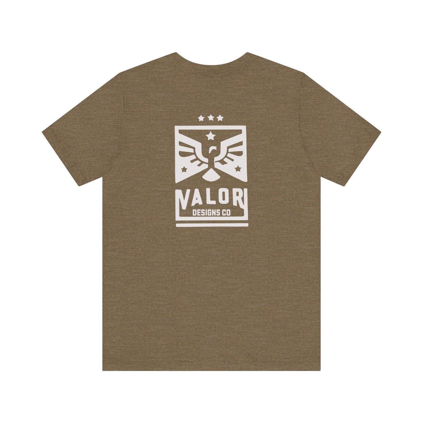 Valor Designs Co silver logo on Front/Back Unisex Jersey Short Sleeve Tee