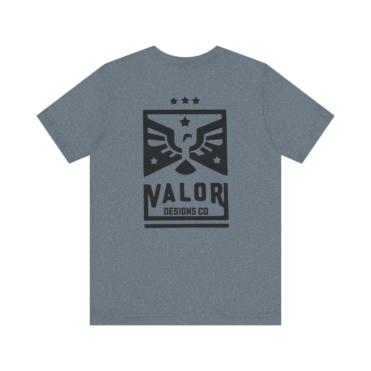 Valor Designs Co black logo on Front/Back Unisex Jersey Short Sleeve Tee