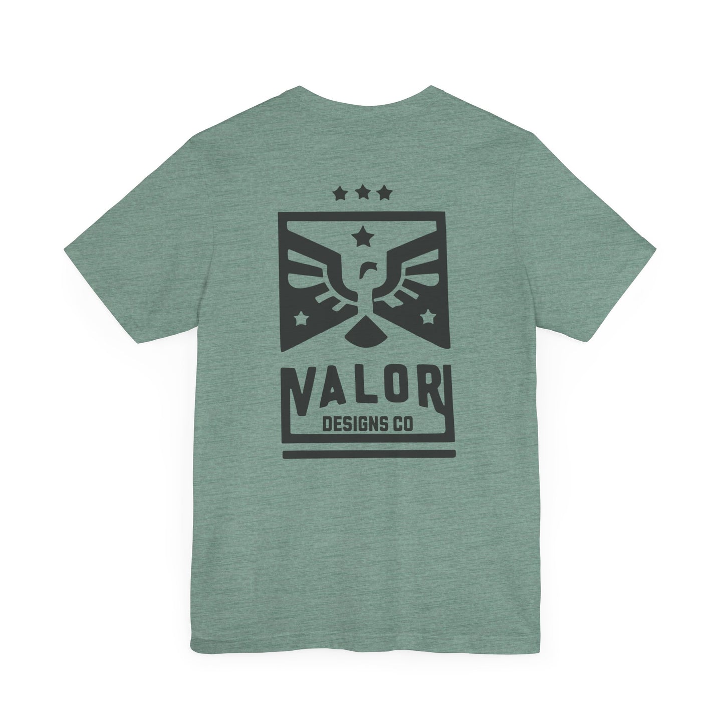 Valor Designs Co black logo on Front/Back Unisex Jersey Short Sleeve Tee