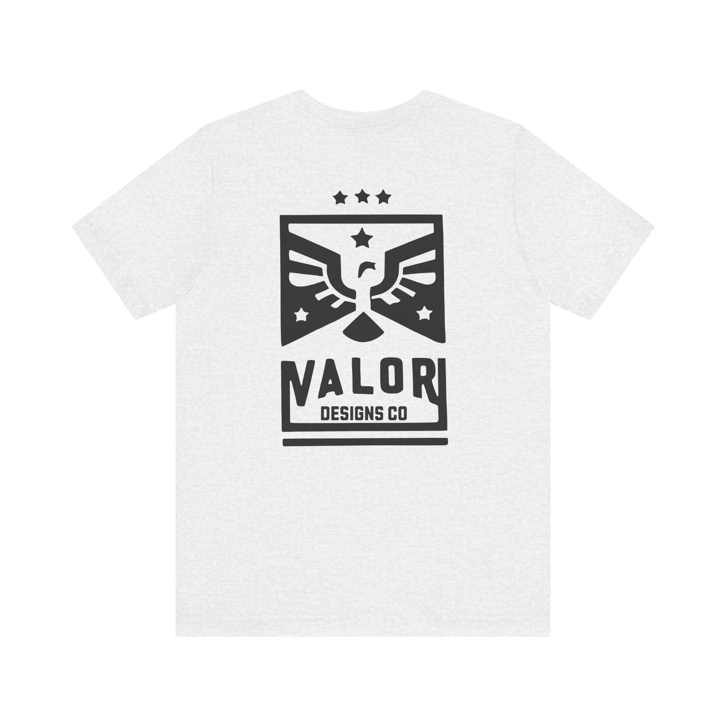 Valor Designs Co black logo on Front/Back Unisex Jersey Short Sleeve Tee