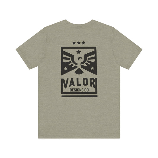 Valor Designs Co black logo on Front/Back Unisex Jersey Short Sleeve Tee